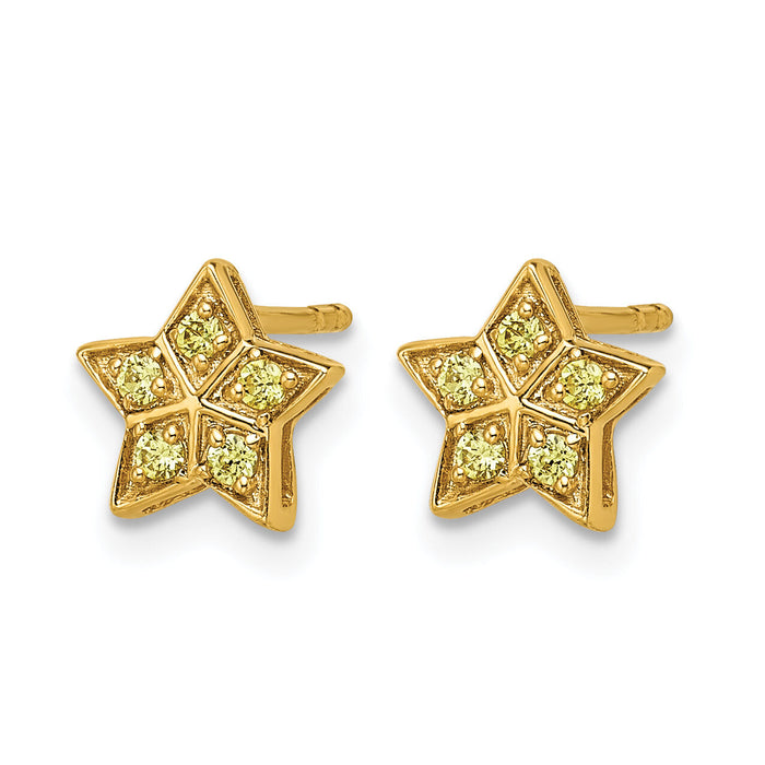 14k Yellow Gold Yellow Sapphire Star Post Earrings-EM6609-SAY-YA