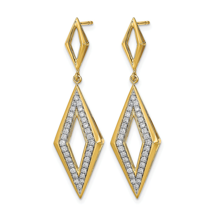 14k Polished Diamond Dangle Post Earrings-EM6823-038-YA