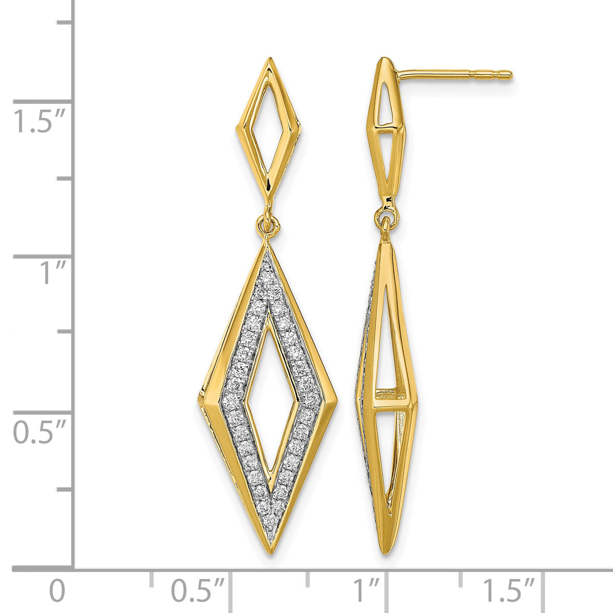 14k Polished Diamond Dangle Post Earrings-EM6823-038-YA