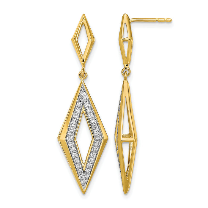 14k Polished Diamond Dangle Post Earrings-EM6823-038-YA