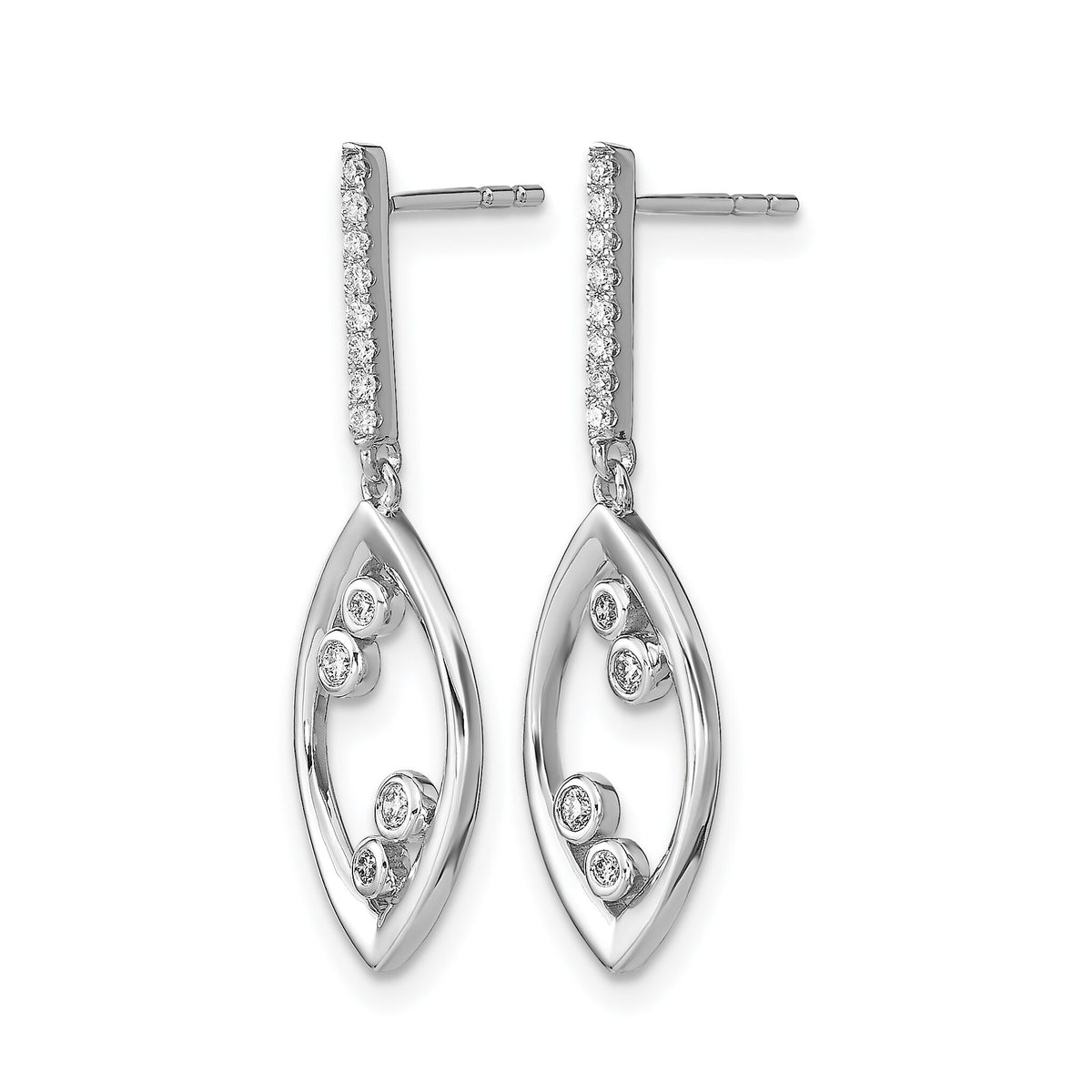 14k White Gold Polished Fancy Dangle Diamond  Post Earrings-EM6826-016-WA