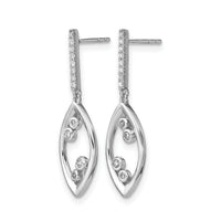 14k White Gold Polished Fancy Dangle Diamond  Post Earrings-EM6826-016-WA