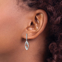 14k White Gold Polished Fancy Dangle Diamond  Post Earrings-EM6826-016-WA