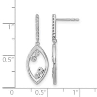 14k White Gold Polished Fancy Dangle Diamond  Post Earrings-EM6826-016-WA