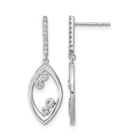 14k White Gold Polished Fancy Dangle Diamond  Post Earrings-EM6826-016-WA