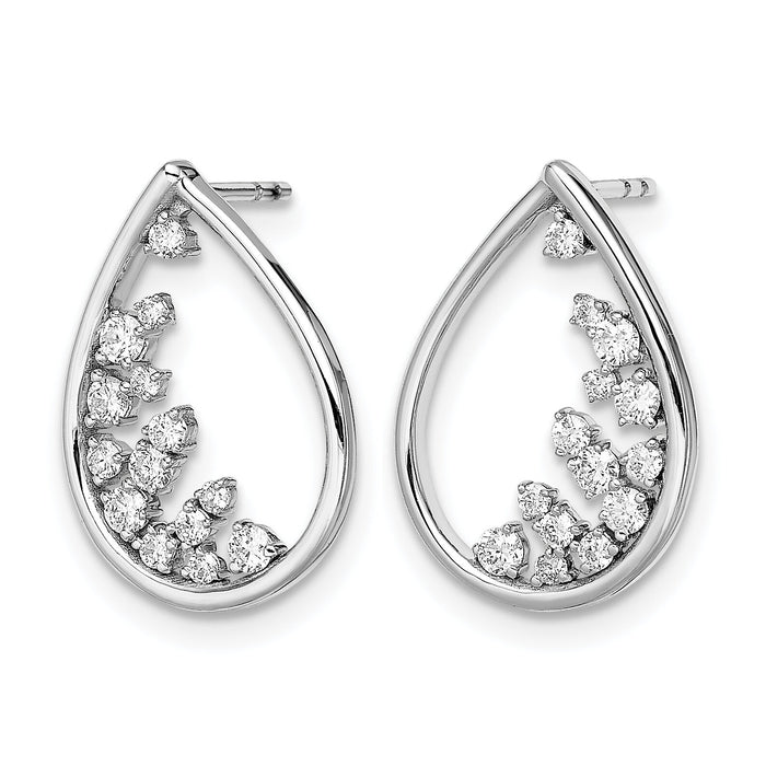 14k White Gold Polished Teardrop Post Earrings-EM6829-033-WA