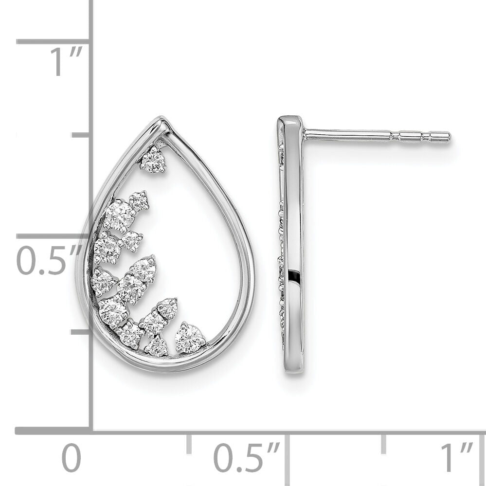 14k White Gold Polished Teardrop Post Earrings-EM6829-033-WA