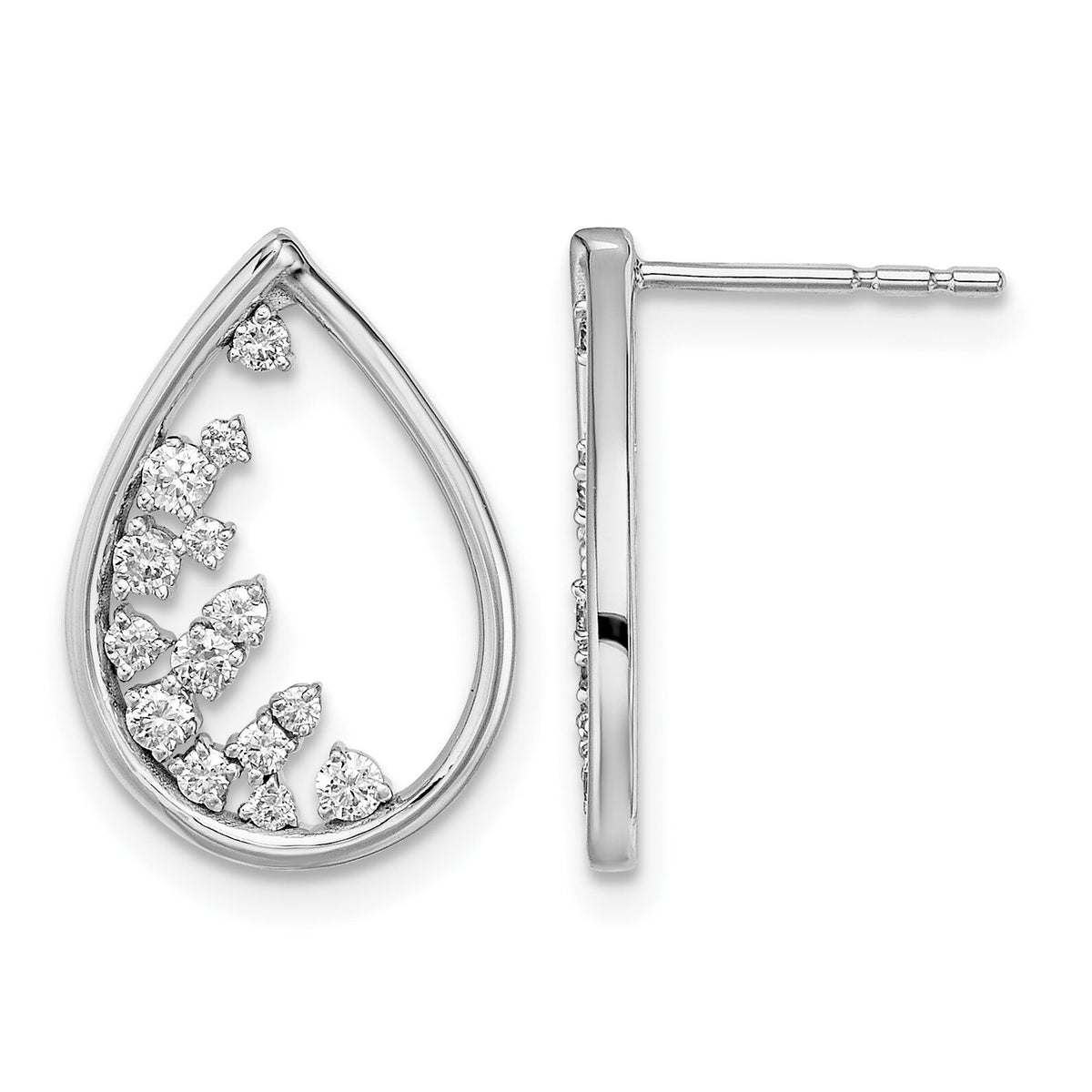 14k White Gold Polished Teardrop Post Earrings-EM6829-033-WA