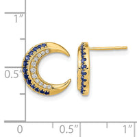 14k Polished Moon Sapphire and Diamond Post Earrings-EM6847-SA-011-YA