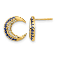 14k Polished Moon Sapphire and Diamond Post Earrings-EM6847-SA-011-YA