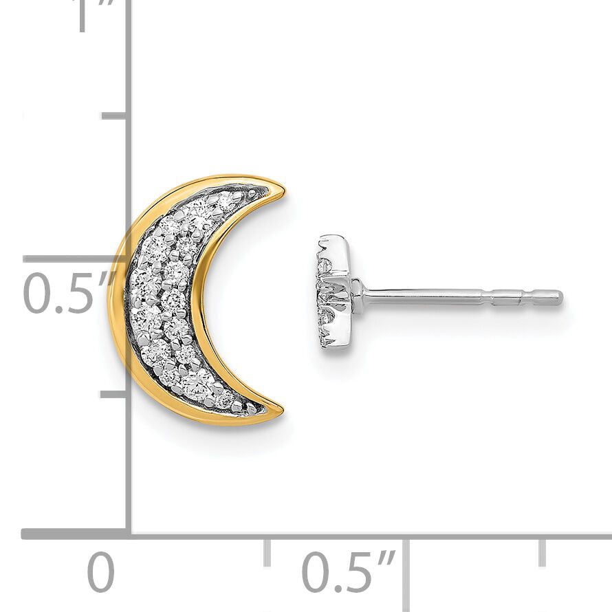 14k Two-tone Moon andStar Diamond Mis-match Post Earrings-EM6848-016-WYA