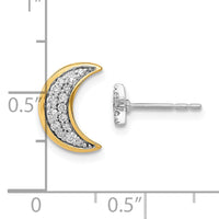 14k Two-tone Moon andStar Diamond Mis-match Post Earrings-EM6848-016-WYA