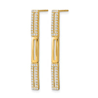 14k Polished 3 Rectangle Link Diamond Post Earrings-EM6852-044-YA