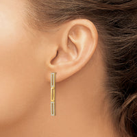 14k Polished 3 Rectangle Link Diamond Post Earrings-EM6852-044-YA