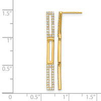 14k Polished 3 Rectangle Link Diamond Post Earrings-EM6852-044-YA