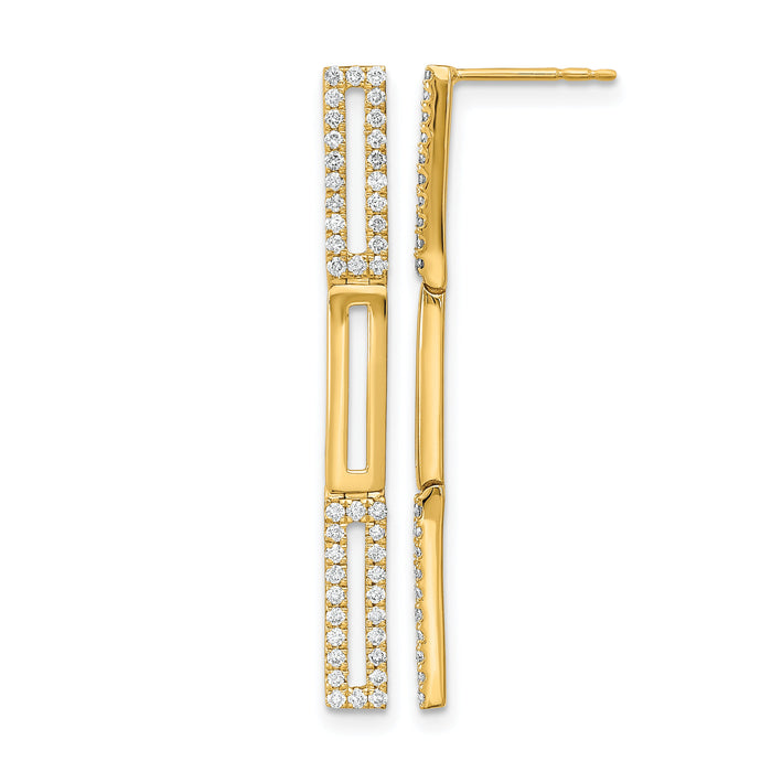 14k Polished 3 Rectangle Link Diamond Post Earrings-EM6852-044-YA