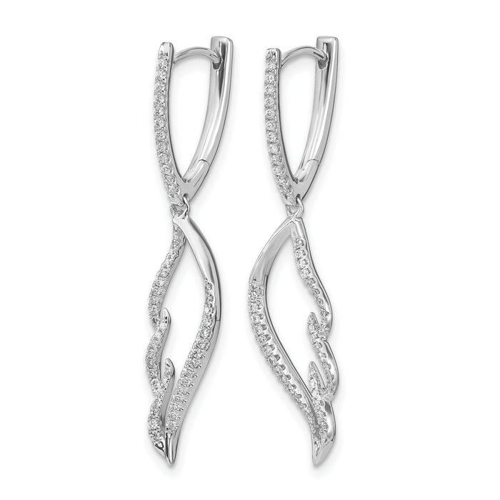 14k White Gold Diamond Wing Hinged Hoop Dangle Earrings-EM6858-033-WA