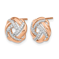 14k Rose Gold Polished Diamond Love Knot Post Earrings-EM6889-025-RA