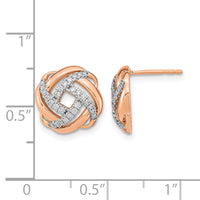 14k Rose Gold Polished Diamond Love Knot Post Earrings-EM6889-025-RA