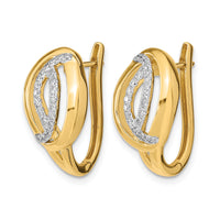 14k Polished Diamond Oval Hinged Hoop Earrings-EM6891-032-YA