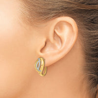 14k Polished Diamond Oval Hinged Hoop Earrings-EM6891-032-YA