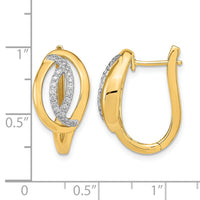 14k Polished Diamond Oval Hinged Hoop Earrings-EM6891-032-YA