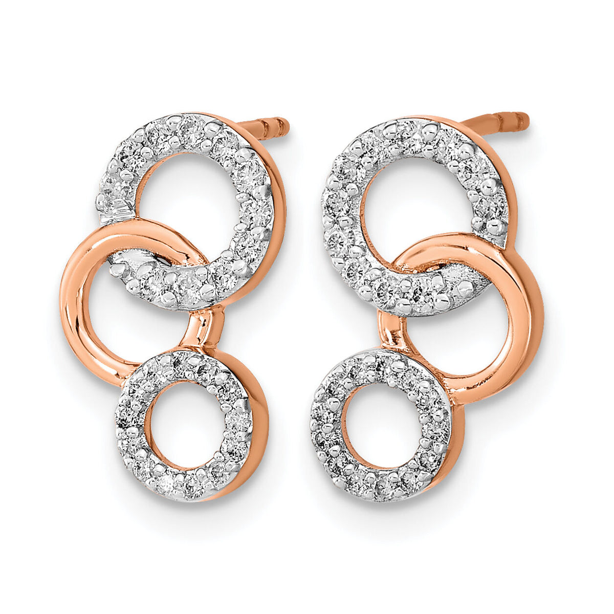 14k Rose Gold Diamond Circles Post Earrings-EM6903-026-RA