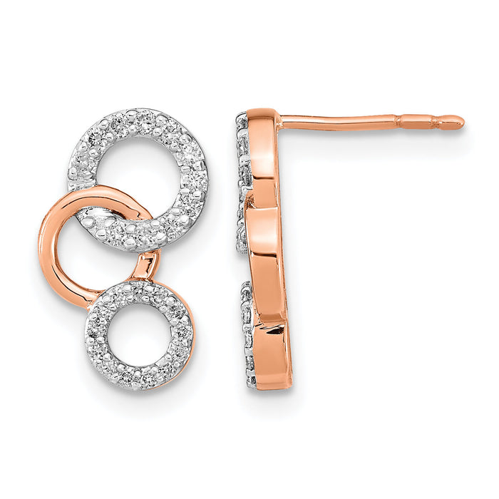 14k Rose Gold Diamond Circles Post Earrings-EM6903-026-RA