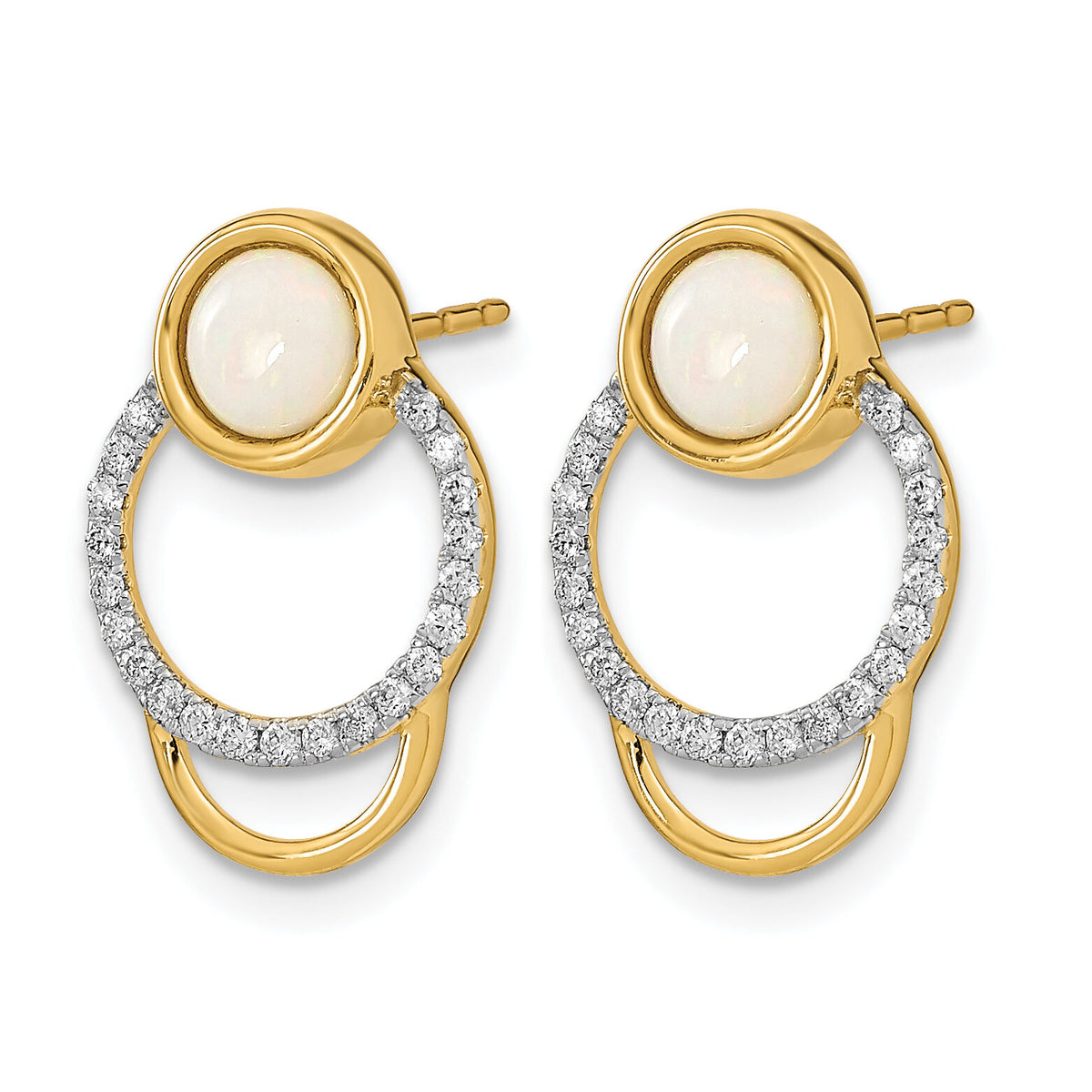 14k Polished Diamond & Opal Circle Post Earrings-EM6908-OP-020-YA