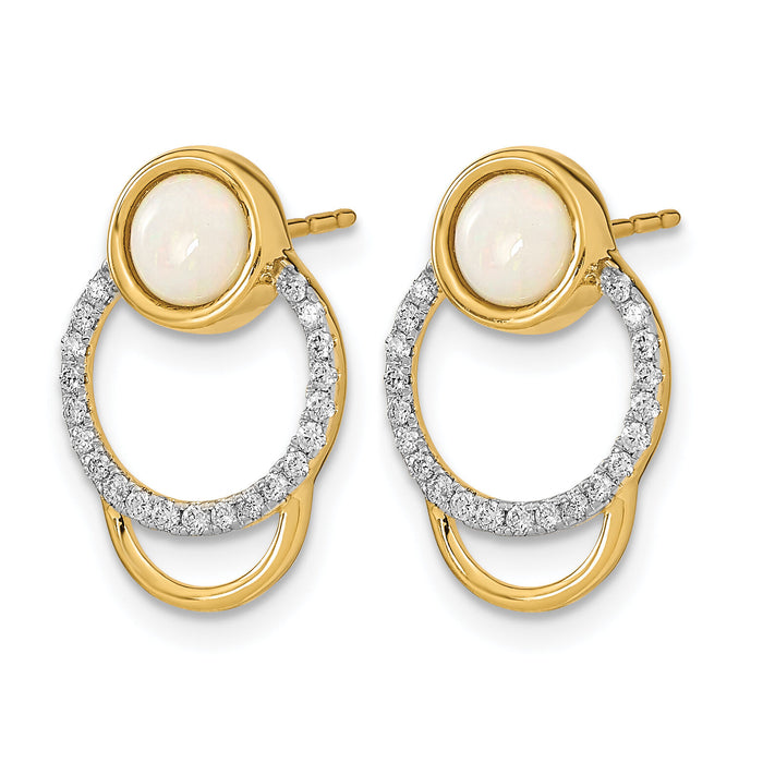 14k Polished Diamond & Opal Circle Post Earrings-EM6908-OP-020-YA
