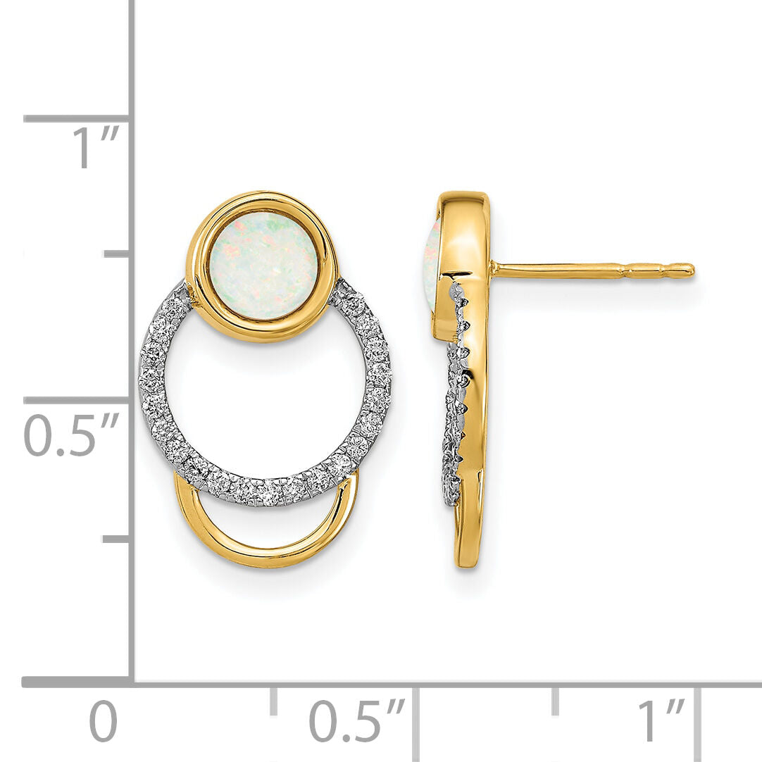 14k Polished Diamond & Opal Circle Post Earrings-EM6908-OP-020-YA