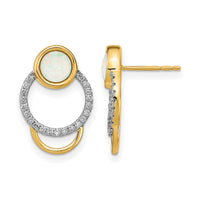 14k Polished Diamond & Opal Circle Post Earrings-EM6908-OP-020-YA