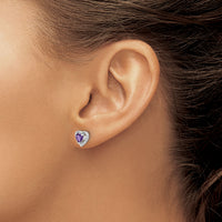 14k White Gold Amethyst and Diamond Heart Earrings-EM7027-AM-001-WA
