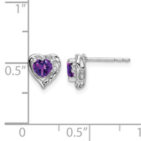 14k White Gold Amethyst and Diamond Heart Earrings-EM7027-AM-001-WA