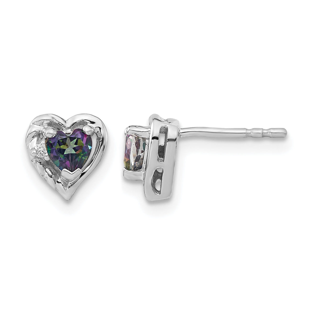 14k White Gold Mystic Fire Topaz and Diamond Heart Earrings-EM7027-FT-001-WA