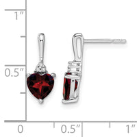 14k White Gold Garnet and Diamond Heart Earrings-EM7029-GA-003-WA
