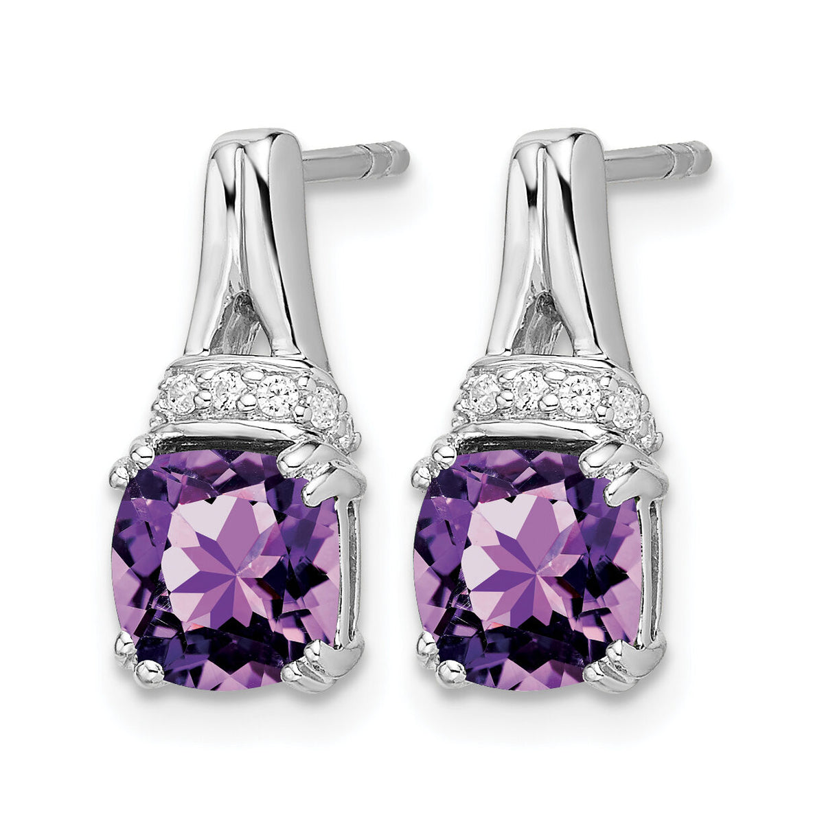 14k White Gold Amethyst and Diamond Earrings-EM7074-AM-007-WA