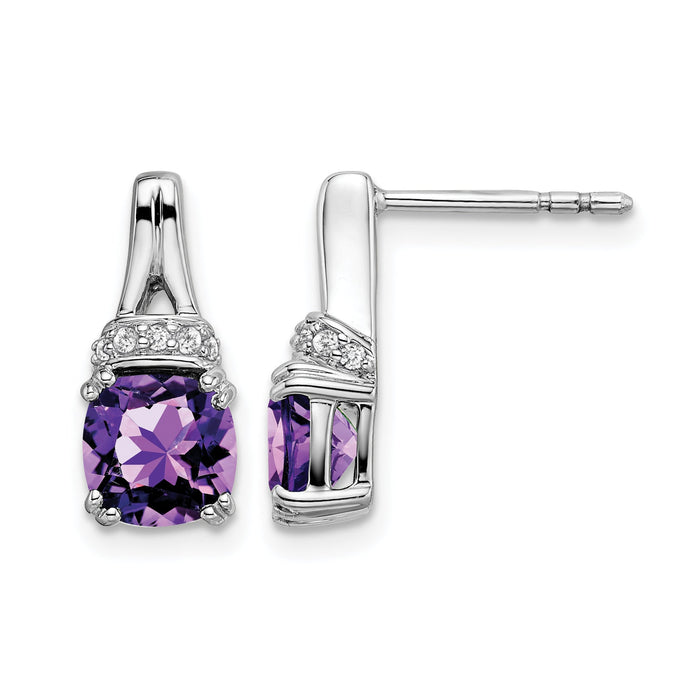 14k White Gold Amethyst and Diamond Earrings-EM7074-AM-007-WA