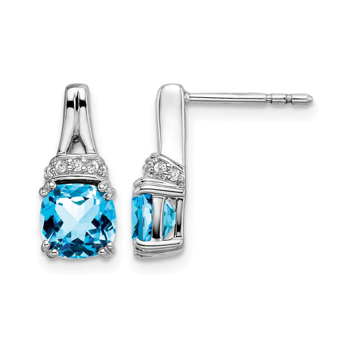 14k White Gold Blue Topaz and Diamond Earrings-EM7074-BT-007-WA