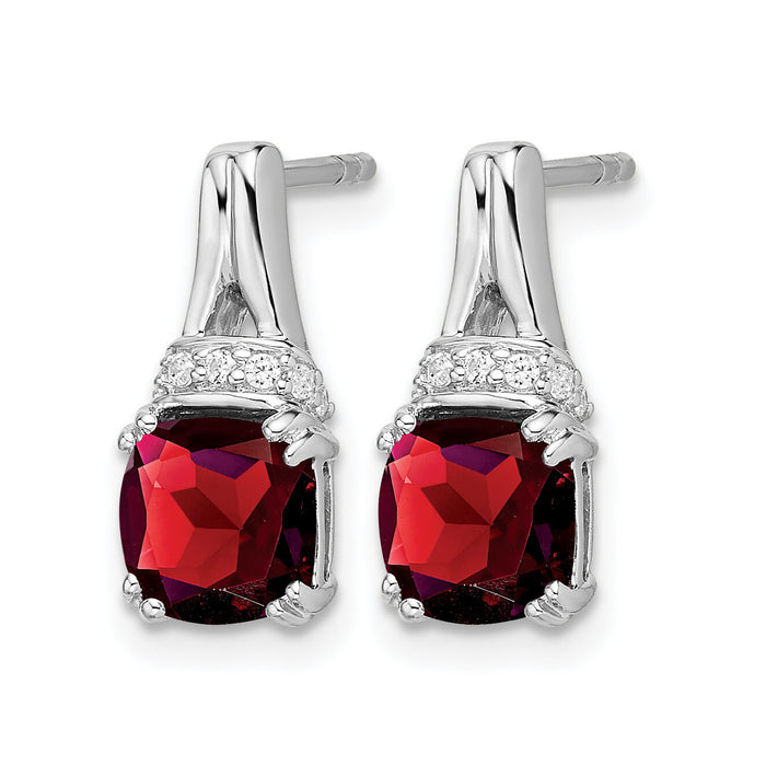 14k White Gold Garnet and Diamond Earrings-EM7074-GA-007-WA