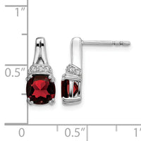 14k White Gold Garnet and Diamond Earrings-EM7074-GA-007-WA