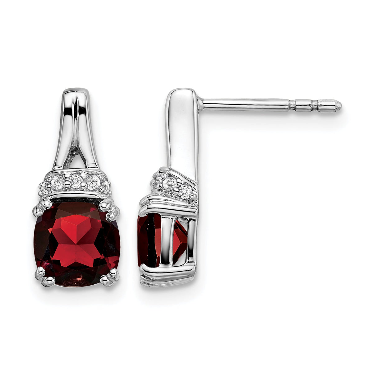 14k White Gold Garnet and Diamond Earrings-EM7074-GA-007-WA