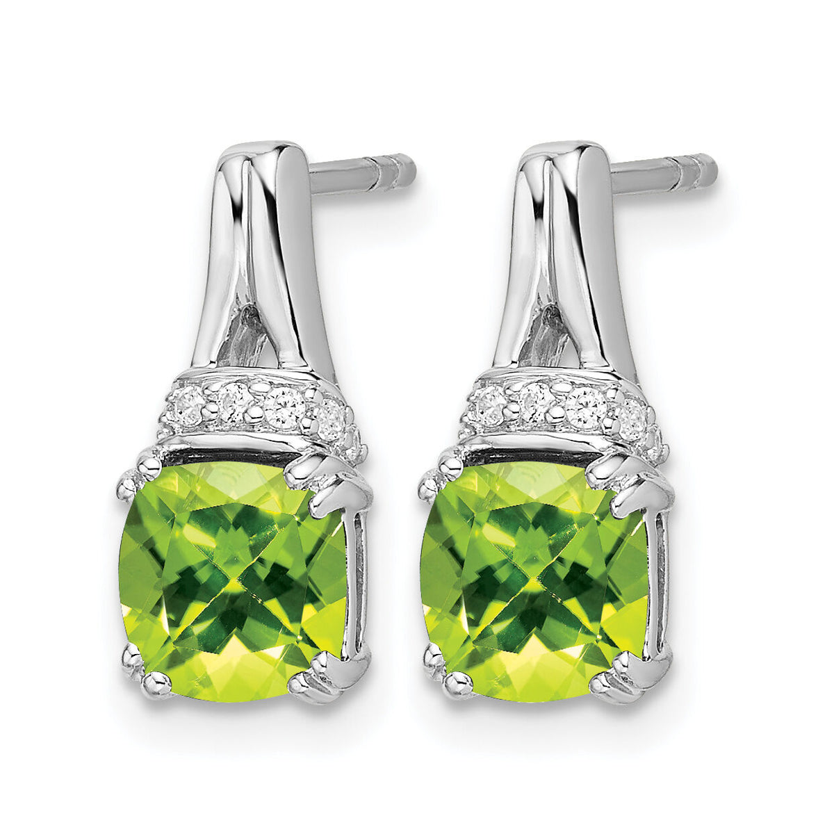14k White Gold Peridot and Diamond Earrings-EM7074-PE-007-WA