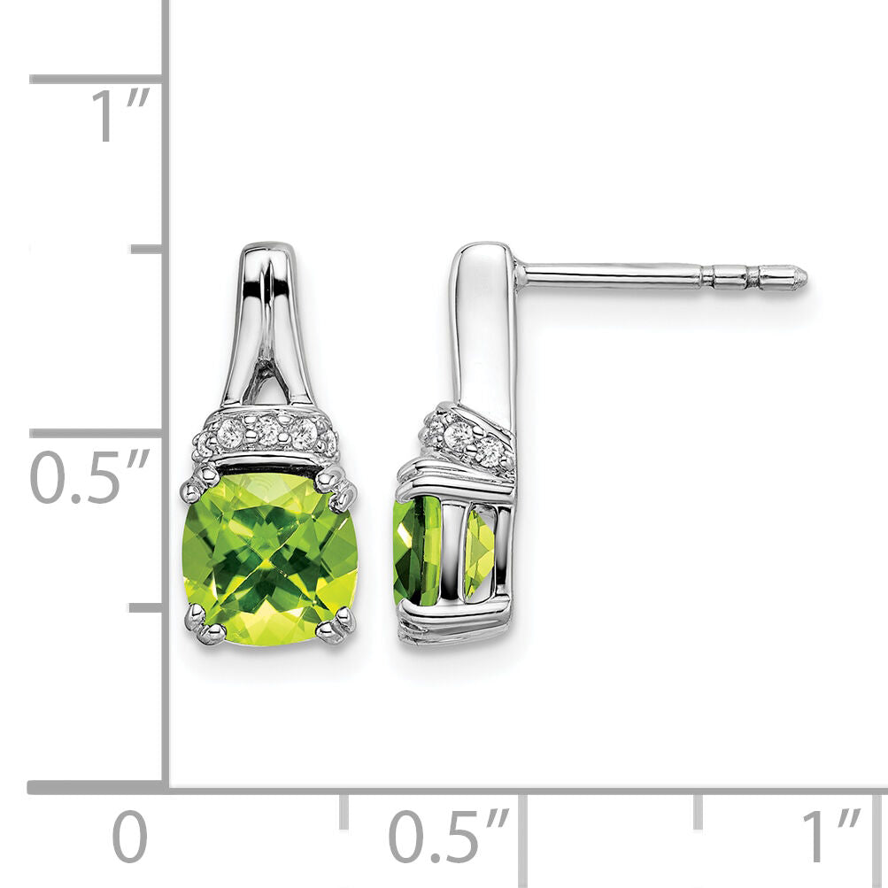14k White Gold Peridot and Diamond Earrings-EM7074-PE-007-WA