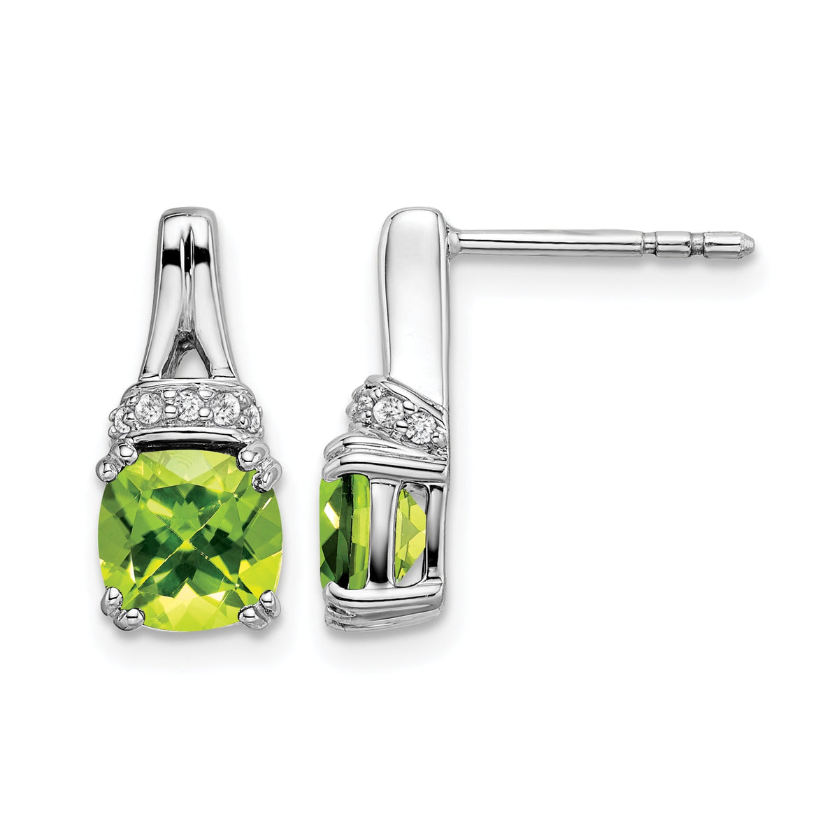 14k White Gold Peridot and Diamond Earrings-EM7074-PE-007-WA
