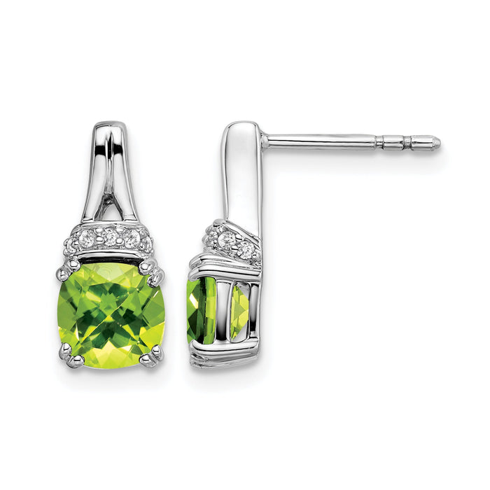 14k White Gold Peridot and Diamond Earrings-EM7074-PE-007-WA