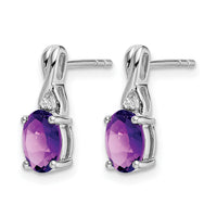 14k White Gold Oval Amethyst and Diamond Earrings-EM7075-AM-001-WA