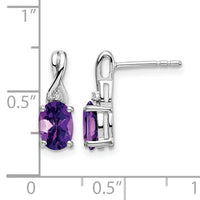 14k White Gold Oval Amethyst and Diamond Earrings-EM7075-AM-001-WA