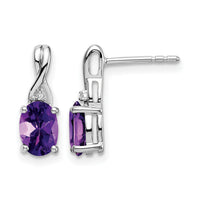 14k White Gold Oval Amethyst and Diamond Earrings-EM7075-AM-001-WA