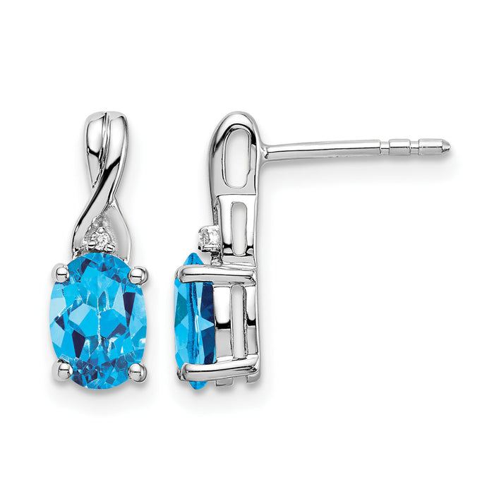 14k White Gold Oval Blue Topaz and Diamond Earrings-EM7075-BT-001-WA